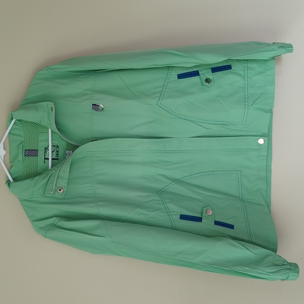The Tog Shop Zippered Fall Lined Lightweight Coat M Green Blue Accent